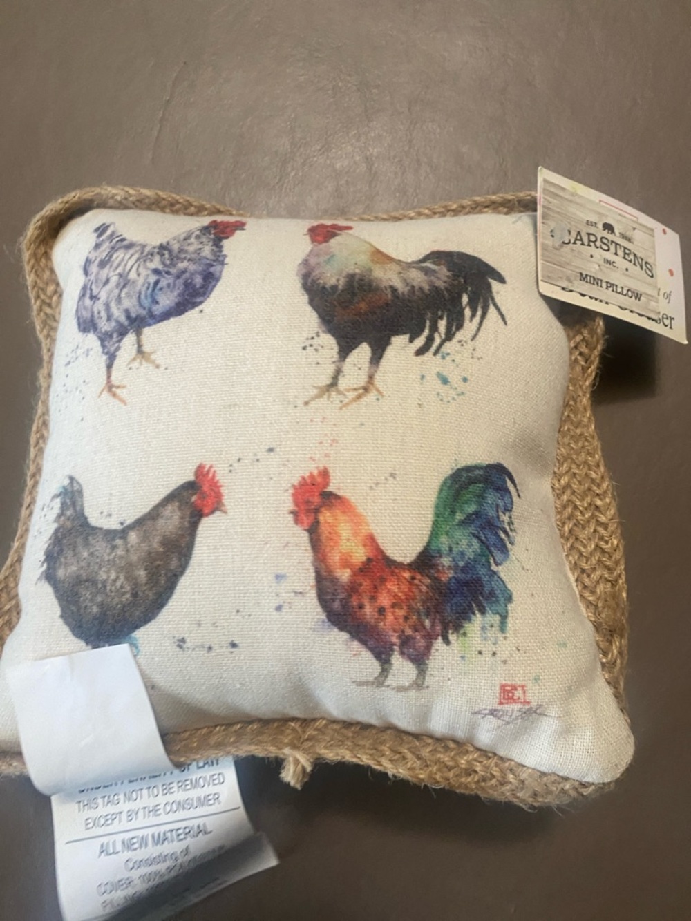 New with tag rooster, mini pillow